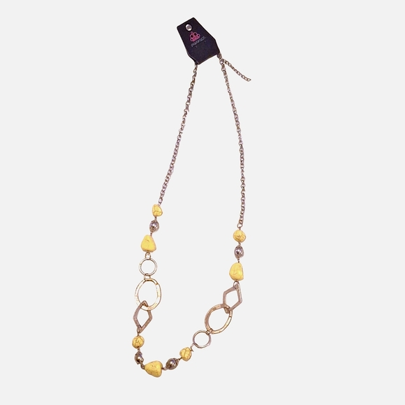 Paparazzi necklace NWT yellow and silver long - Picture 5 of 10